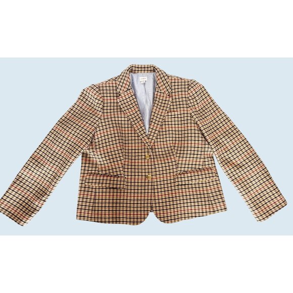 J CREW Factory Herringbone Wool Blend Schoolboy Blazer Jacket Sz 18 - Picture 3 of 8